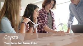  Presentation with project - Audience pleasing presentation consisting of group-of-students-working backdrop and a coral colored foreground