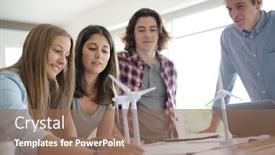  Presentation with project - Cool new presentation design with group-of-students-working backdrop and a violet colored foreground