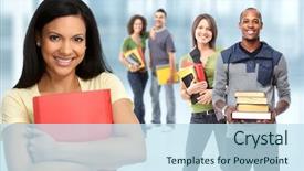  Presentation with instruction - Audience pleasing PPT layouts consisting of group of students backdrop and a  colored foreground