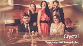  Presentation with casino - Slides consisting of group of stylish people playing background and a coral colored foreground