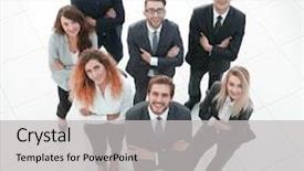  Presentation with successful - Colorful PPT layouts enhanced with group of successful business people backdrop and a light gray colored foreground