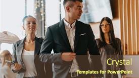  Presentation with successful - PPT theme having group-of-successful-business-people background and a tawny brown colored foreground