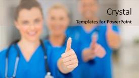  Presentation with successful group of surgeons - Colorful slides enhanced with group of successful hospital staff backdrop and a coral colored foreground