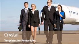  Presentation with successful - Colorful slide deck enhanced with group of successful people walking backdrop and a coral colored foreground