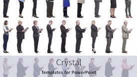  Presentation with notepad - PPT layouts having group-of-successful-people background and a light gray colored foreground