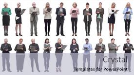  Presentation with notepad - Presentation theme enhanced with group-of-successful-people background and a light gray colored foreground