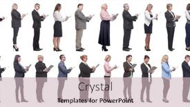  Presentation with notepad - PPT layouts having group-of-successful-people background and a soft green colored foreground