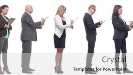  Presentation with notepad - Theme featuring group-of-successful-people background and a light gray colored foreground