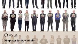  Presentation with successful - Slide set having group-of-successful-people background and a soft green colored foreground