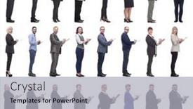  Presentation with notepad - Presentation theme consisting of group-of-successful-people background and a  colored foreground