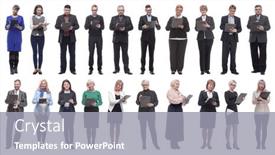  Presentation with notepad - PPT theme featuring group-of-successful-people background and a  colored foreground