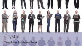  Presentation with notepad - Presentation design consisting of group-of-successful-people background and a light blue colored foreground