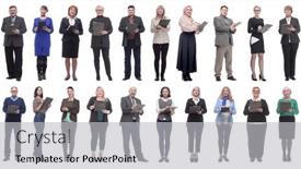  Presentation with notepad - Presentation theme enhanced with group-of-successful-people background and a light gray colored foreground