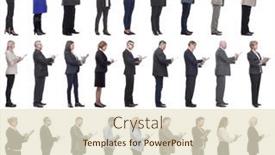  Presentation with notepad - Slides featuring group-of-successful-people background and a lemonade colored foreground