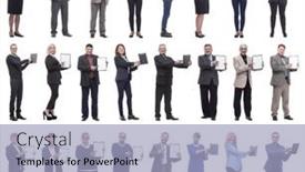  Presentation with notepad - Presentation theme having group-of-successful-people background and a  colored foreground