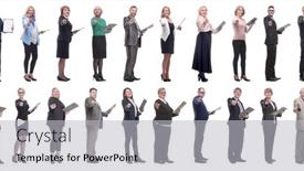  Presentation with notepad - Slide set featuring group-of-successful-people background and a  colored foreground