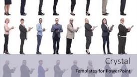  Presentation with notepad - Presentation design having group-of-successful-people background and a  colored foreground