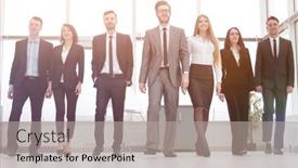  Presentation with young business people - Beautiful PPT theme featuring group-of-successful-young-business backdrop and a light gray colored foreground