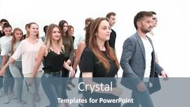  Presentation with stepping - Theme with group-of-successful-young-people background and a ocean colored foreground