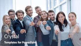  Presentation with successful - Audience pleasing PPT theme consisting of group-of-successful-young-people backdrop and a ocean colored foreground