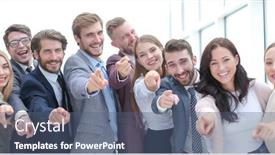  Presentation with successful - Beautiful PPT layouts featuring group-of-successful-young-people backdrop and a ocean colored foreground