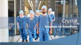  Presentation with emergency room - PPT layouts enhanced with group-of-surgeons-are-running background and a teal colored foreground