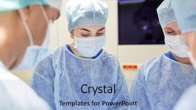 Presentation with surgery room - Beautiful PPT theme featuring group of surgeons at operation backdrop and a light blue colored foreground