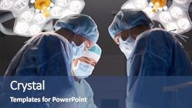  Presentation with surgery room - Slides featuring group of surgeons at operation background and a ocean colored foreground