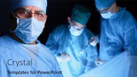  Presentation with team work - Amazing presentation design having group of surgeons at work in operating theater toned in blue medical team performing operation backdrop and a light blue colored foreground