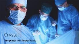  Presentation with team work - PPT theme featuring group-of-surgeons-at-work background and a light blue colored foreground