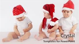  Presentation with babies - Audience pleasing presentation consisting of group of sweet babies wearing christmas hats backdrop and a soft green colored foreground