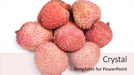  Presentation with group dairy fruit desserts - Slide deck with group of sweet lychees fruits background and a lemonade colored foreground