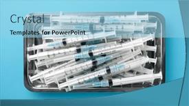 Presentation with metal - Slide set having group-of-syringes background and a light blue colored foreground