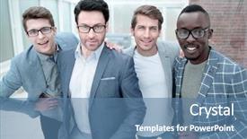  Presentation with group - Cool new PPT layouts with group of talented young people backdrop and a teal colored foreground