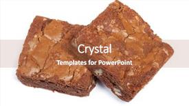  Presentation with white chocolate - Amazing PPT theme having group of tasty chocolate brownies backdrop and a red colored foreground