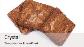  Presentation with white chocolate - Beautiful slide deck featuring group of tasty chocolate brownies backdrop and a soft green colored foreground