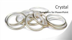  Presentation with technical - Amazing slide set having group of technical golden rings backdrop and a white colored foreground