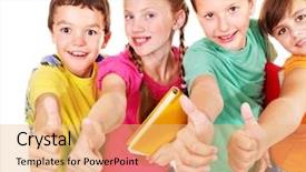  Presentation with child teen - Presentation theme enhanced with group of teen school child background and a  colored foreground