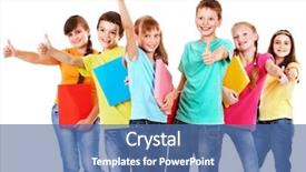  Presentation with child teen - Presentation consisting of group of teen school child background and a  colored foreground