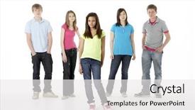  Presentation with teenage - Audience pleasing slides consisting of group of teenage friends in studio backdrop and a white colored foreground