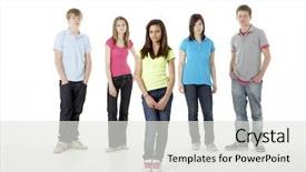 Presentation with teenage - Theme featuring group of teenage friends in studio background and a light gray colored foreground