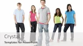  Presentation with teenage - Cool new presentation theme with group of teenage friends in studio backdrop and a white colored foreground