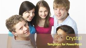  Presentation with teenage - Beautiful presentation featuring group-of-teenage-friends backdrop and a tawny brown colored foreground