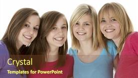  Presentation with group of people - Colorful PPT theme enhanced with group of teenage girlfriends backdrop and a tawny brown colored foreground