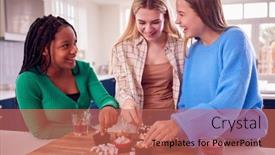 Presentation with teenage - Theme with group-of-teenage-girls-eating background and a coral colored foreground