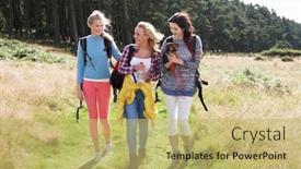  Presentation with hiking - Slide deck with group-of-teenage-girls-hiking background and a  colored foreground
