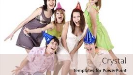 Presentation with celebrate - Slide deck enhanced with group-of-teenagers-celebrate-birthday background and a soft green colored foreground