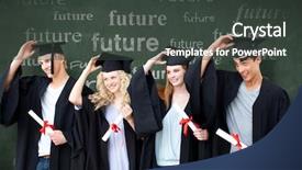  Presentation with green chalkboard - Beautiful PPT theme featuring group of teenagers celebrating after graduation against green chalkboard backdrop and a dark gray colored foreground