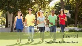  Presentation with teenagers - Colorful slide set enhanced with group of teenagers running through park backdrop and a yellow colored foreground