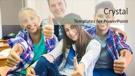  Presentation with muslim teenagers - PPT theme consisting of group of teenagers showing gesture background and a lemonade colored foreground